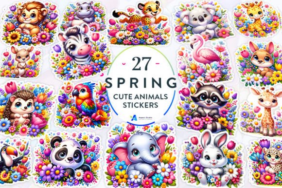 Download Spring Cute Animals Stickers Bundle - Animal Collection