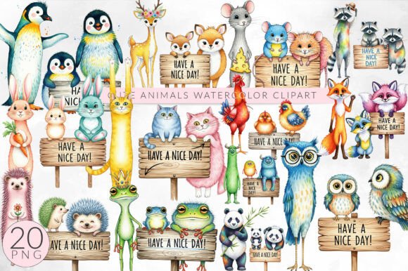 Download Have a Nice Day Watercolor Cute Animals - Animal Collection