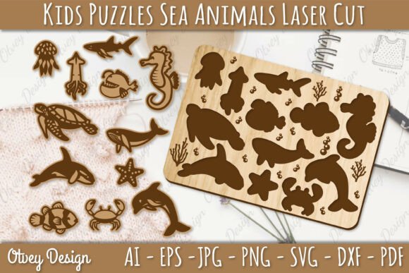 Download Kids Puzzles Sea Animals Lasercut | Wood - Animal Collection