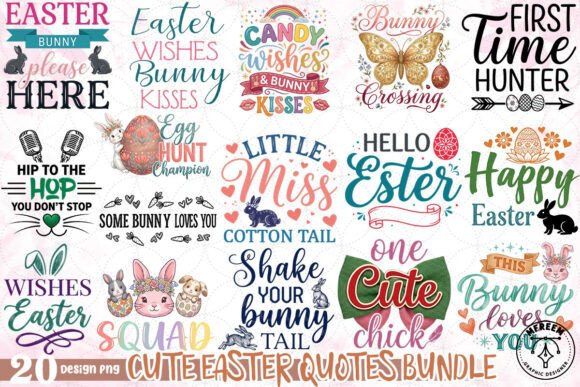 Download Cute Easter Quotes Bundle PNG - Premium Resources
