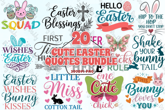 Download Cute Easter Quotes Bundle PNG - Premium Resources
