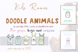 Download 52 Doodle Animals Graphics Set - Animal Collection