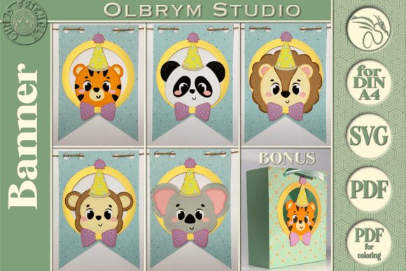 Download Animals Kids Birthday Party Banner SVG - Animal Collection