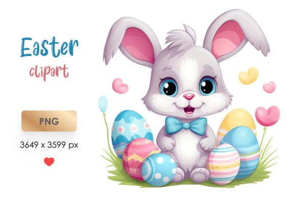 Download Cute Easter Bunny with Eggs PNG Clipart - Cute easter bunny Collection
