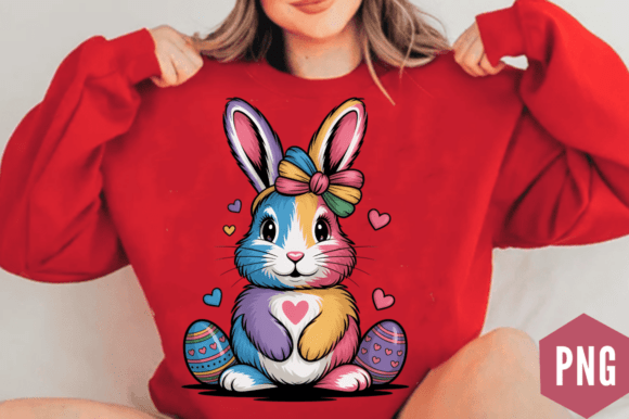 Download Rainbow Cute Easter Bunny with Bow PNG D - Cute easter bunny Collection