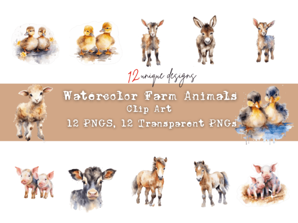Download Adorable Watercolor Baby Farm Animals - Animal Collection